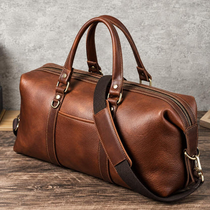 Leather Duffle Bag for Men, Custom Travel Weekender Bag, Personalized Mens Overnight Carry On Bag, Ferlino