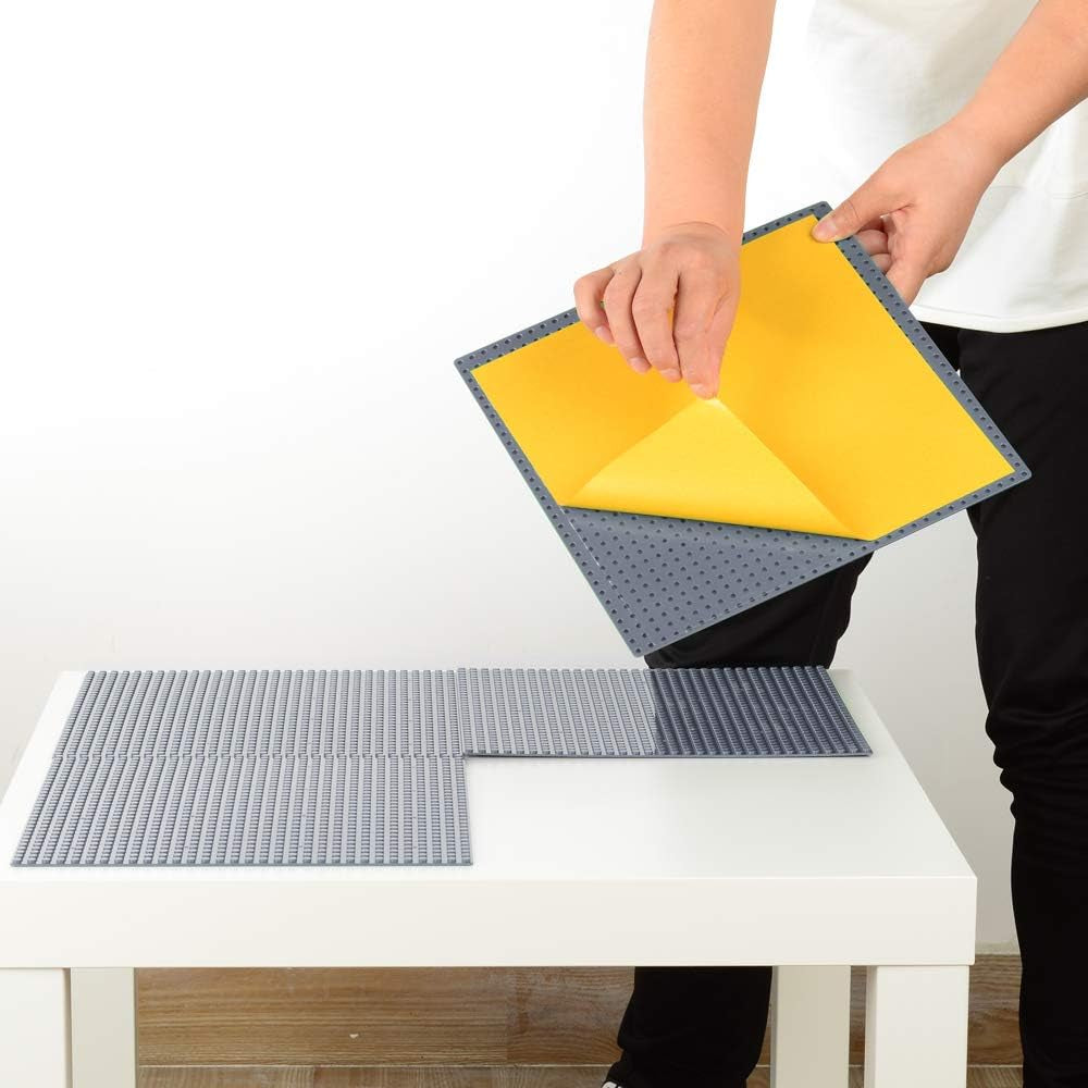 Self-Adhesive Brick Baseplates – 4-Pack 10” x 10” Compatible with Major Brands 