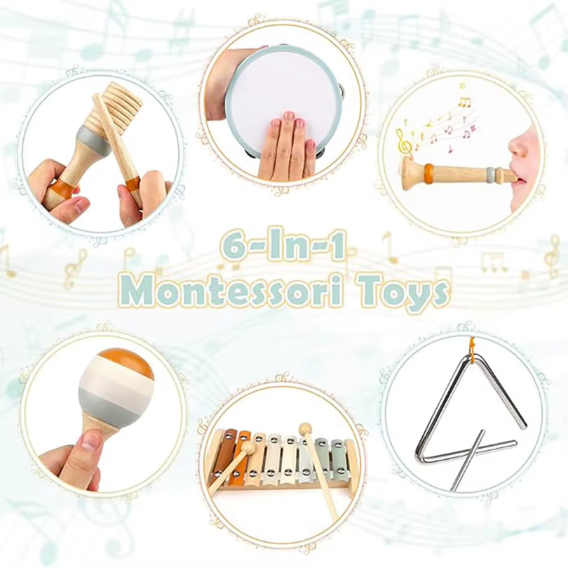 Educational Montessori Percussion Instruments – Wooden Musical Toy Set for Kids