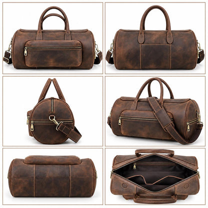 Leather Duffle Bag, Custom Travel Weekender Bag, Vintage Barrel Gym Bag, Personalized Overnight Carry On Bag, Arvello