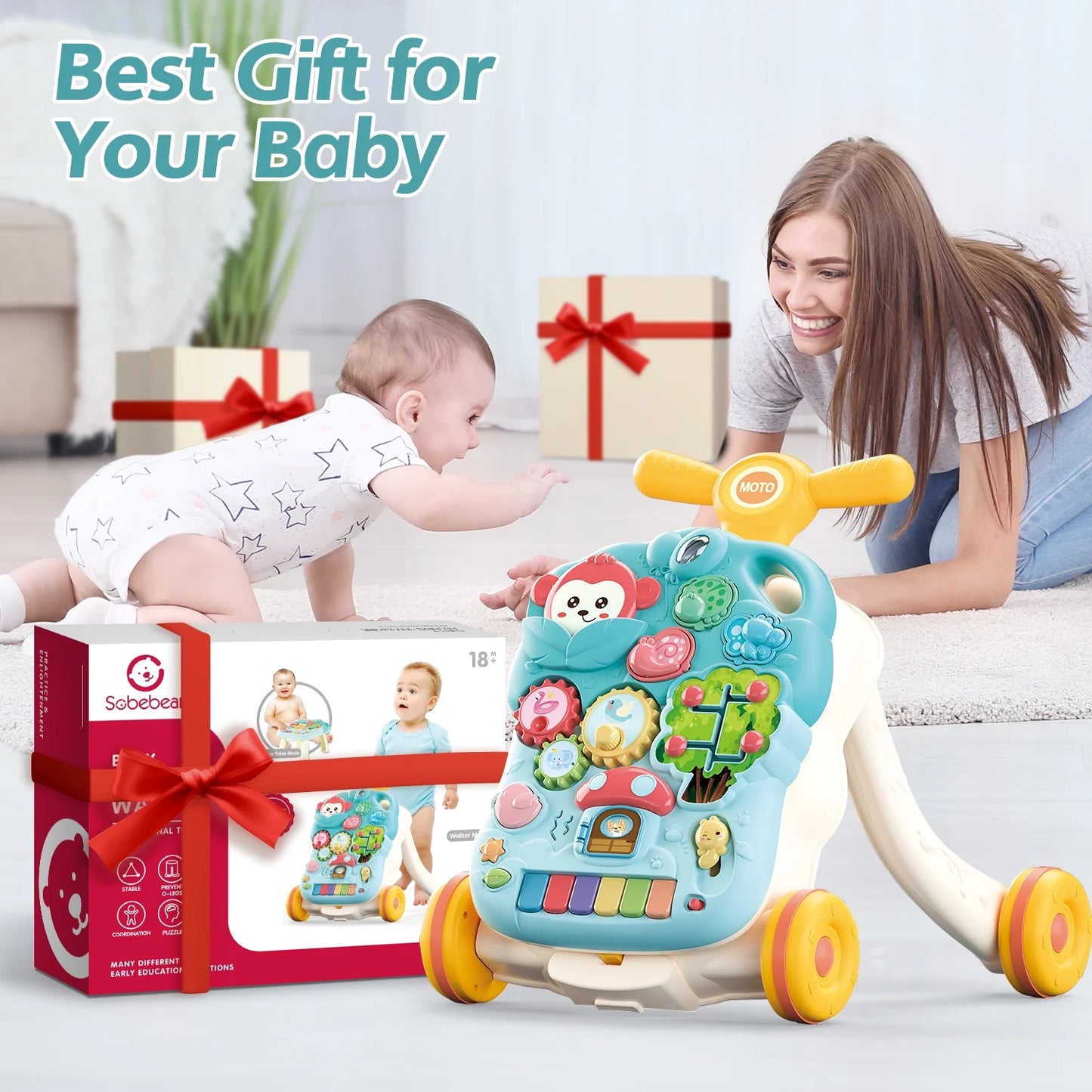 2-in-1 Baby Walker & Musical Activity Table – Sit-to-Stand Learning Toy for Toddlers