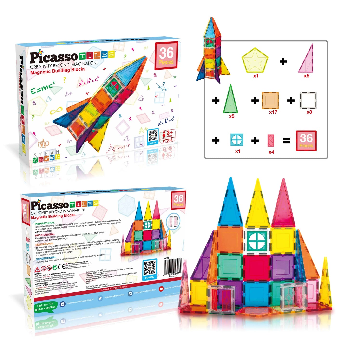  Magnetic Tiles – Rocket Theme  Building Blocks for Kids