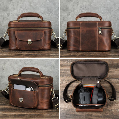 Leather Camera Crossbody Bag for Men, Custom DSLR Shoulder Bag, Vintage Travel Work Bag, Groomsmen Gift, Bellini