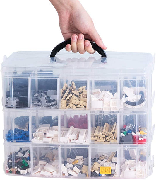 Multi-Purpose Craft Storage Organizer – 3-Layer Box with 30 Dividers for Sewing, Jewelry, Toys