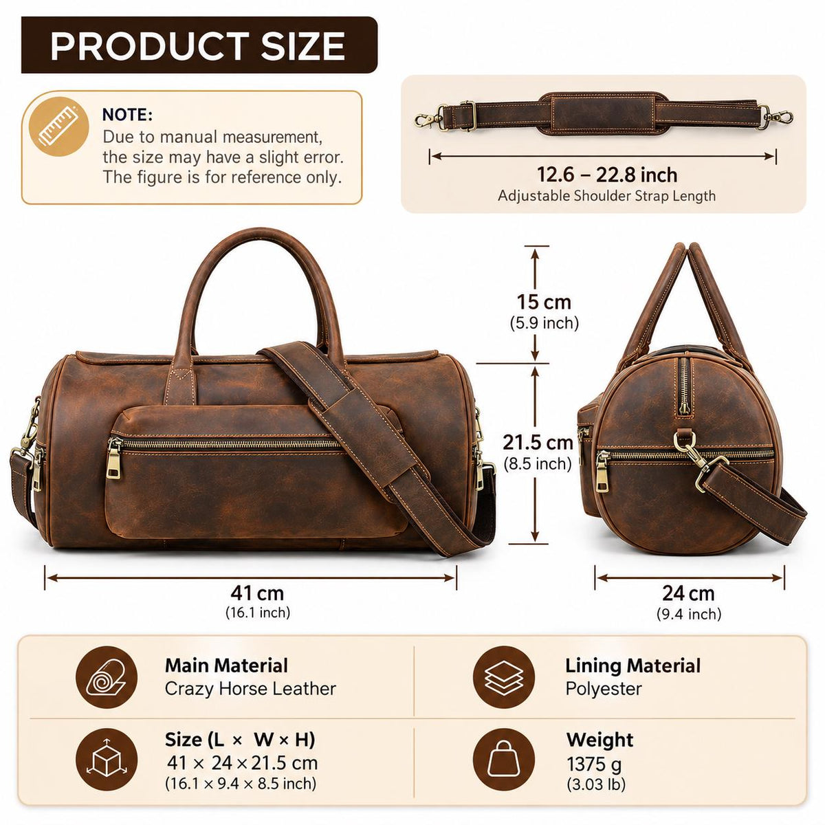 Leather Duffle Bag, Custom Travel Weekender Bag, Vintage Barrel Gym Bag, Personalized Overnight Carry On Bag, Arvello