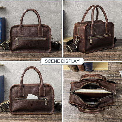Leather Crossbody Bag for Men, Personalized Top Handle Bag, Small Messenger Travel Bag for Husband, Anniversary Gift for Him