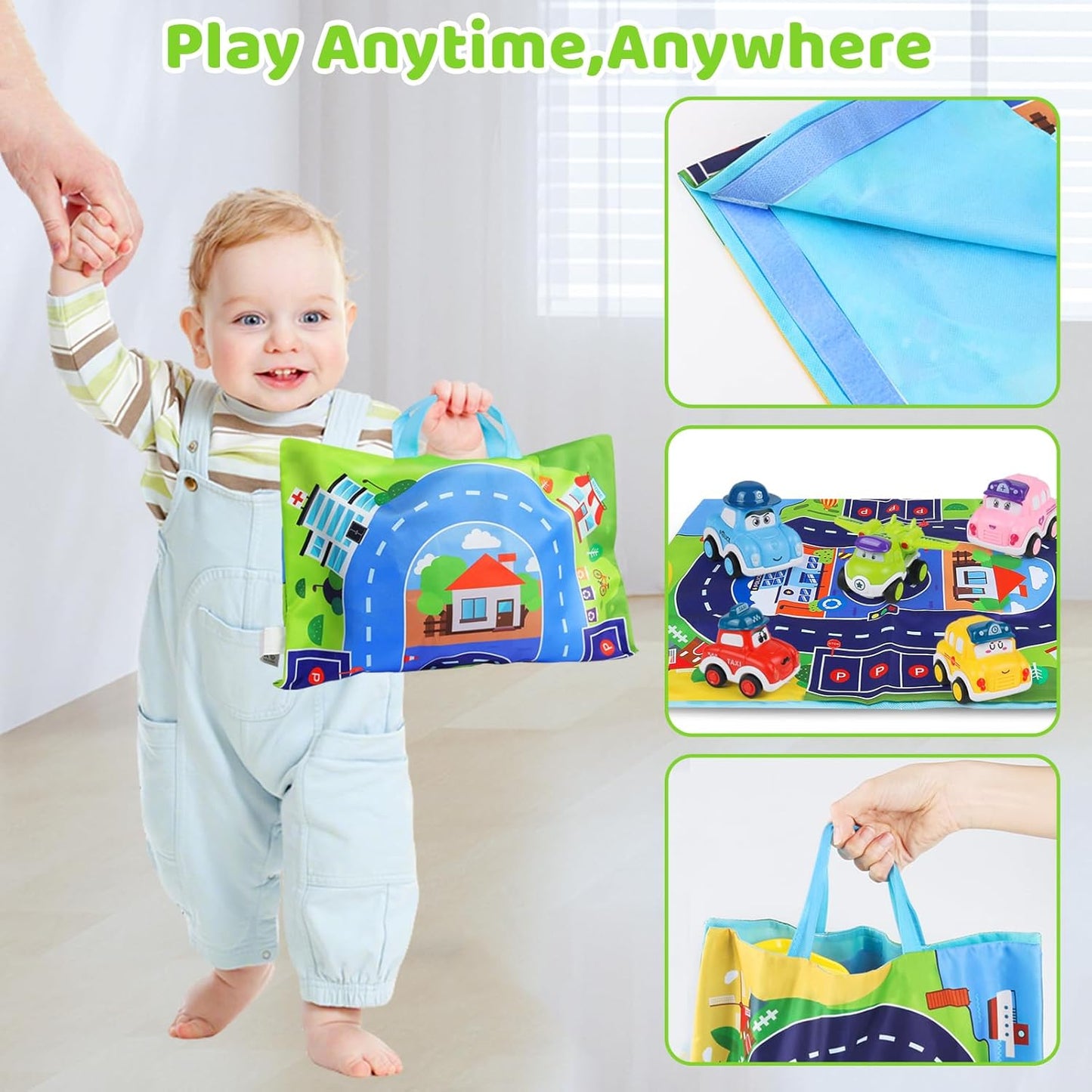 6 Piece Toy Car with Portable Mat