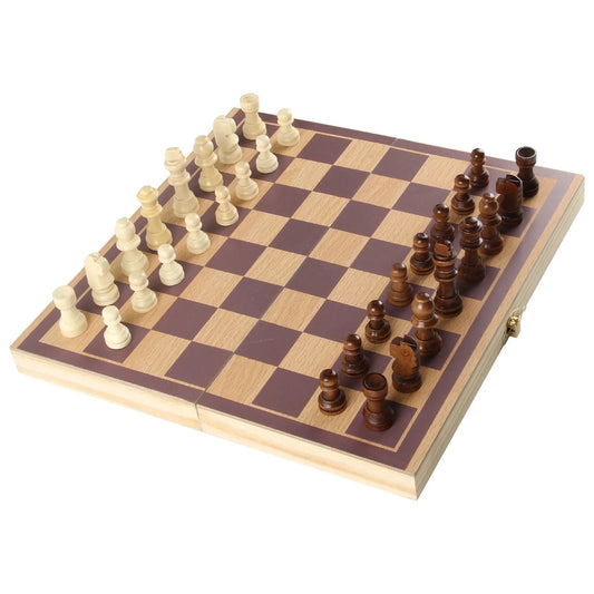 Foldable Wooden Chess Set – Classic Board Game with Modern Pieces & Extra Queens