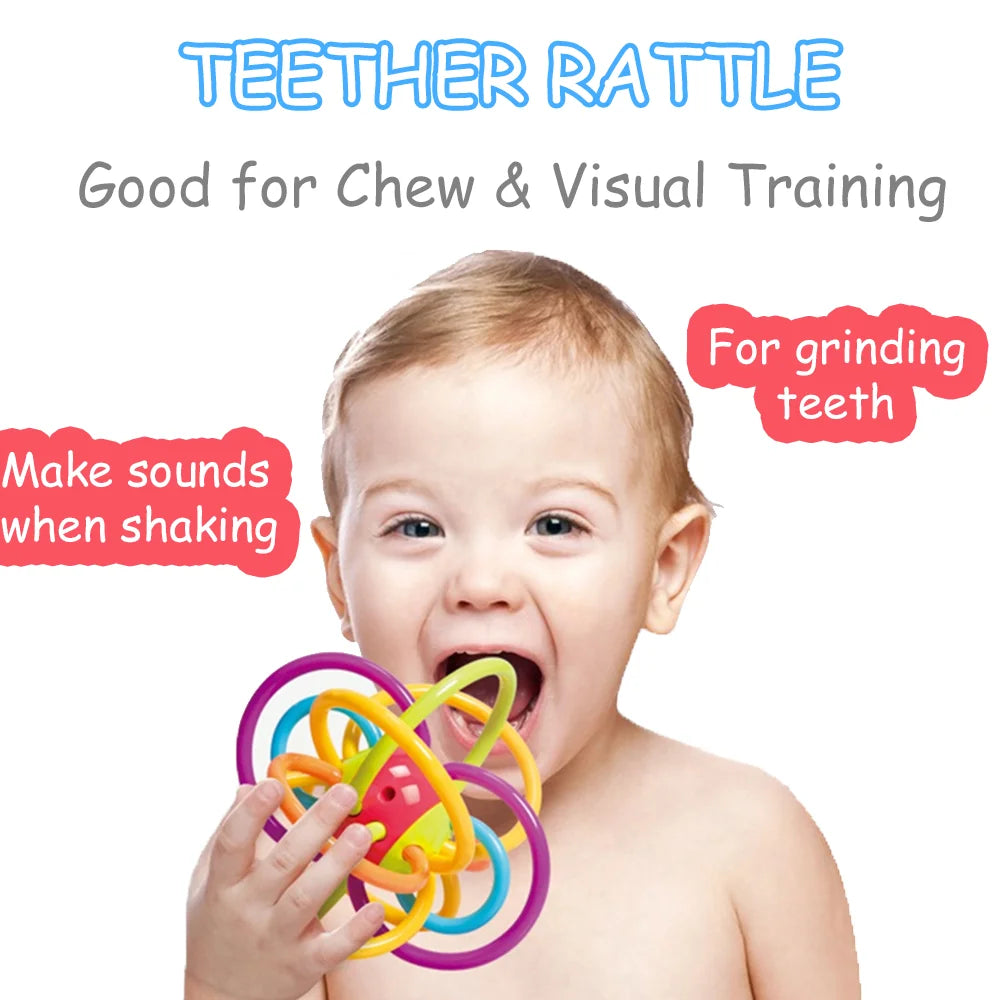 Hanging Baby Teething Toy – Sensory Rattle & Teether Ring for 0–12 Months Boys & Girls
