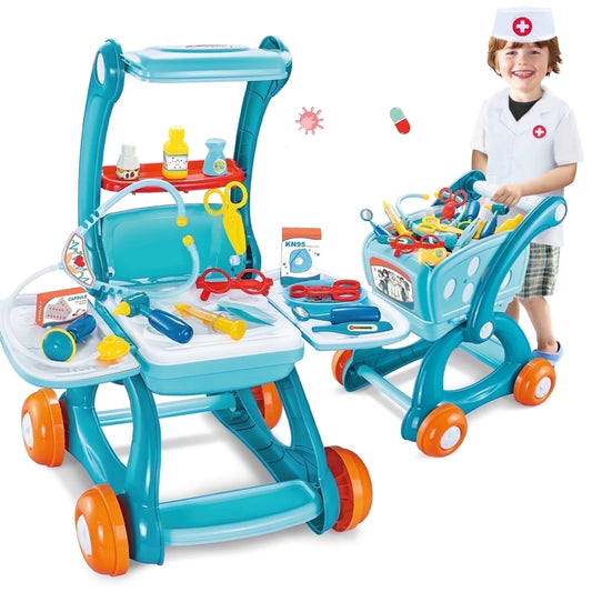 Kids Doctor Pretend Play Set – 16PCS Medical Station Toy with Mobile Cart 