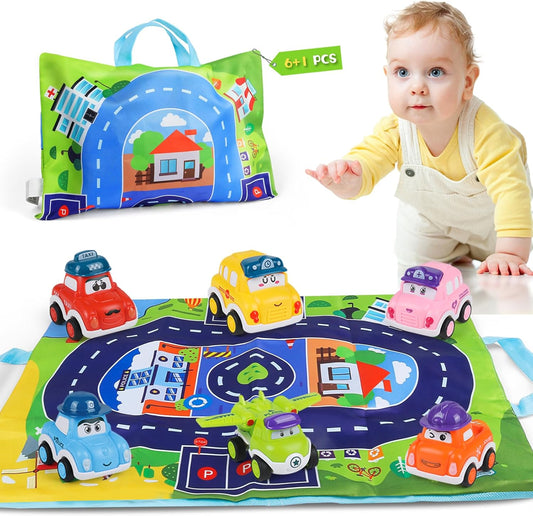 6 Piece Toy Car with Portable Mat