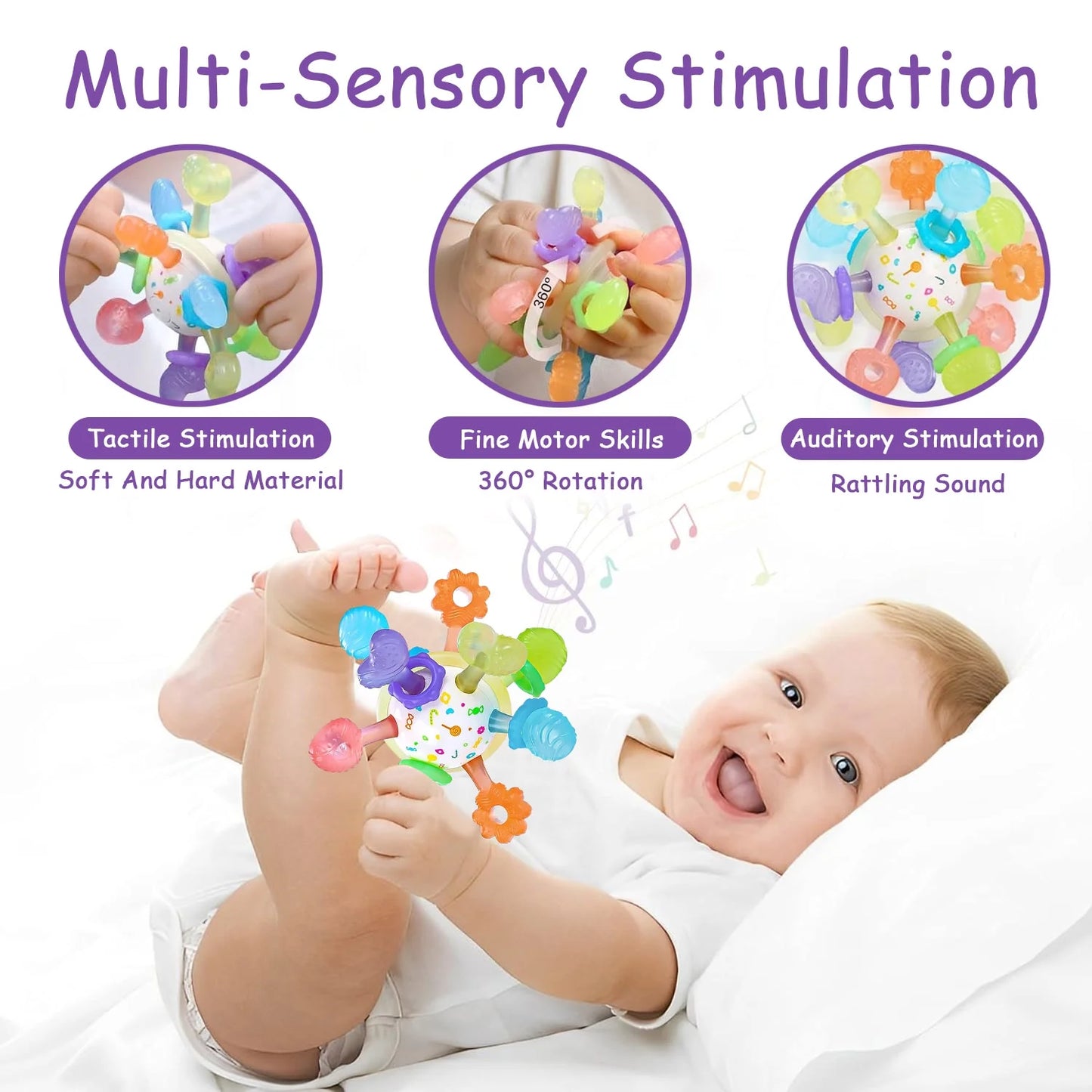 Sensory Baby Teether Rattle Ball 