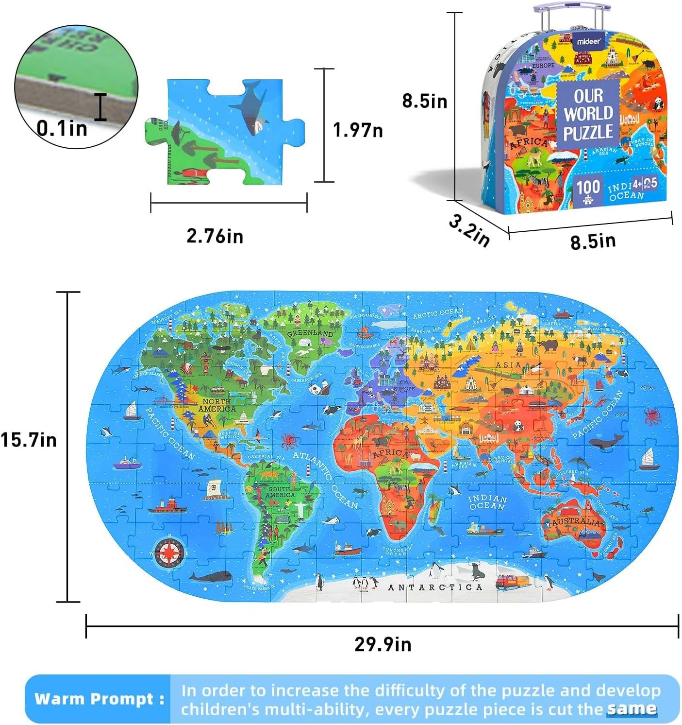 World Map Jigsaw Puzzle – 100-Piece Educational Geography Toy for 