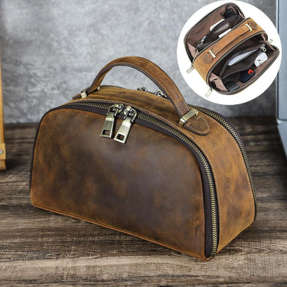 Leather Toiletry Bag for Men, Custom Mens Dopp Kit Travel Pouch, Personalized Shaving Cosmetic Bag, Groomsmen Gift, Ricciardo