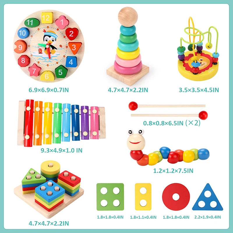 Montessori Wooden Toys Set – 5-6 Piece Educational Puzzle & Learning Toy for Babies