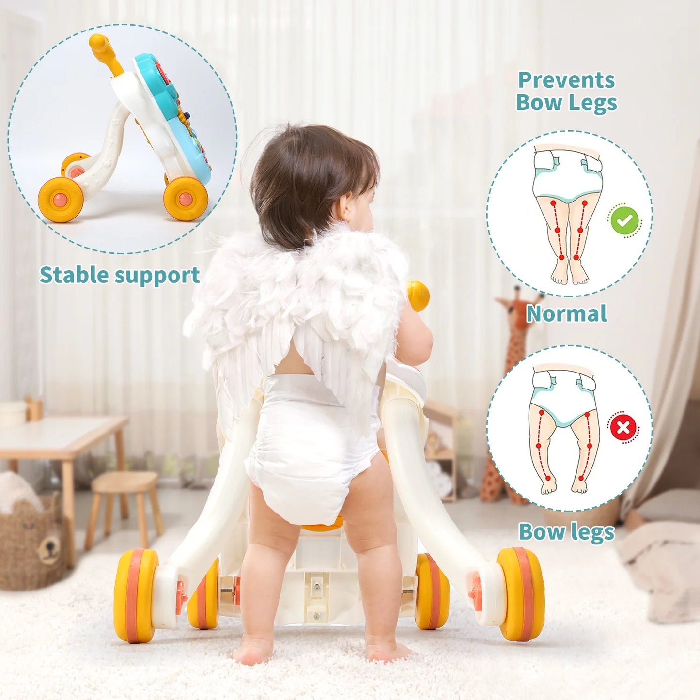 2-in-1 Baby Walker & Musical Activity Table – Sit-to-Stand Learning Toy for Toddlers