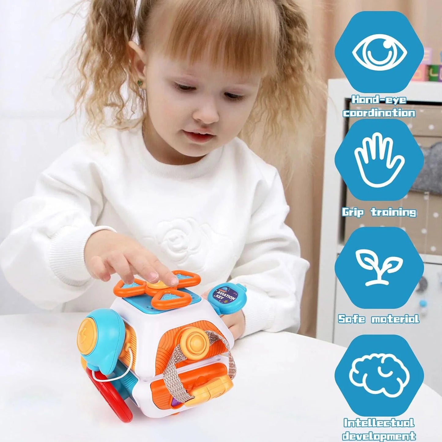 Busy Cube Sensory Toy – Montessori Educational Toy for 1–3 Year Olds
