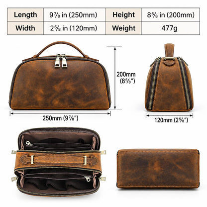 Leather Toiletry Bag for Men, Custom Mens Dopp Kit Travel Pouch, Personalized Shaving Cosmetic Bag, Groomsmen Gift, Ricciardo