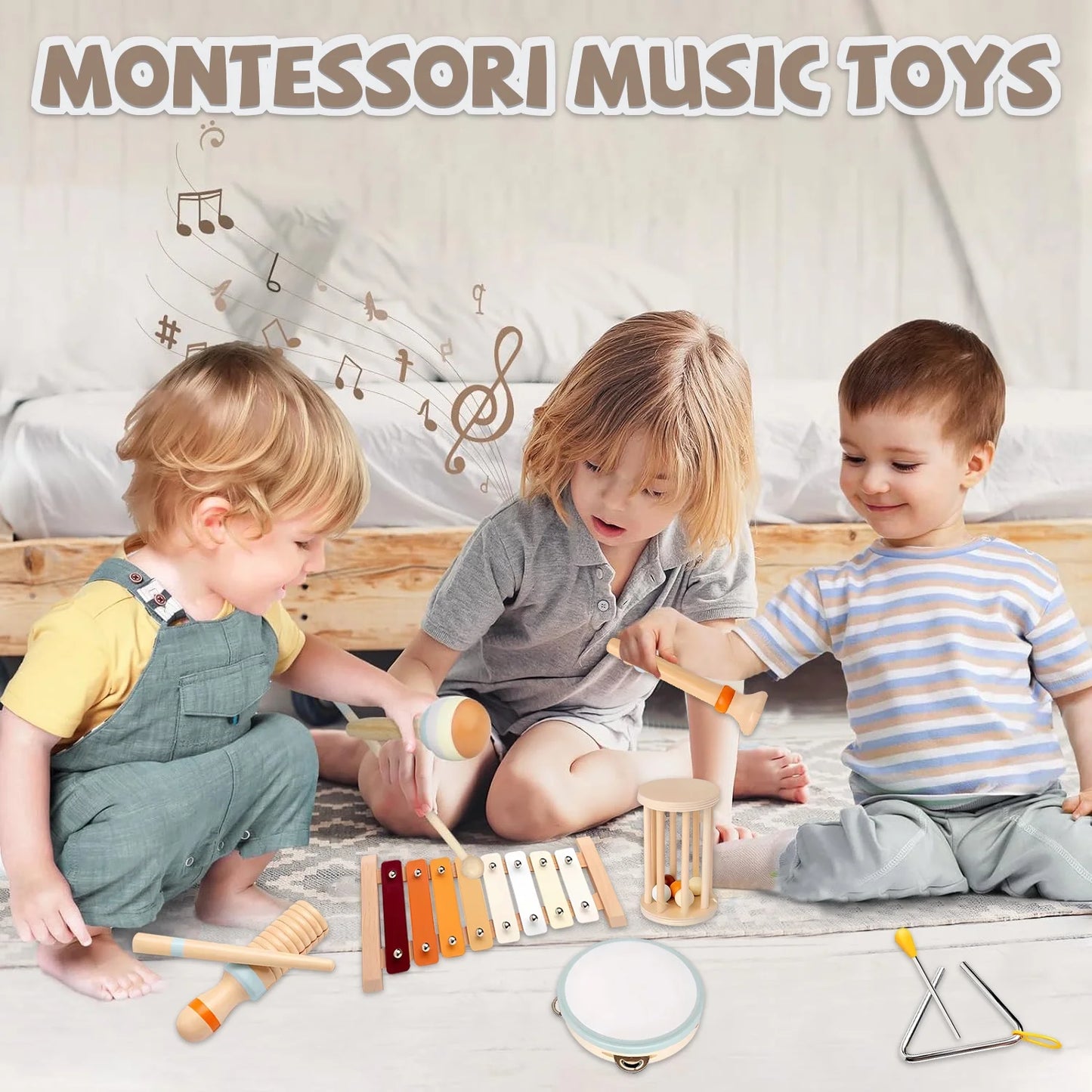 Baby Musical Instruments – Wooden Percussion Toys for Toddlers 