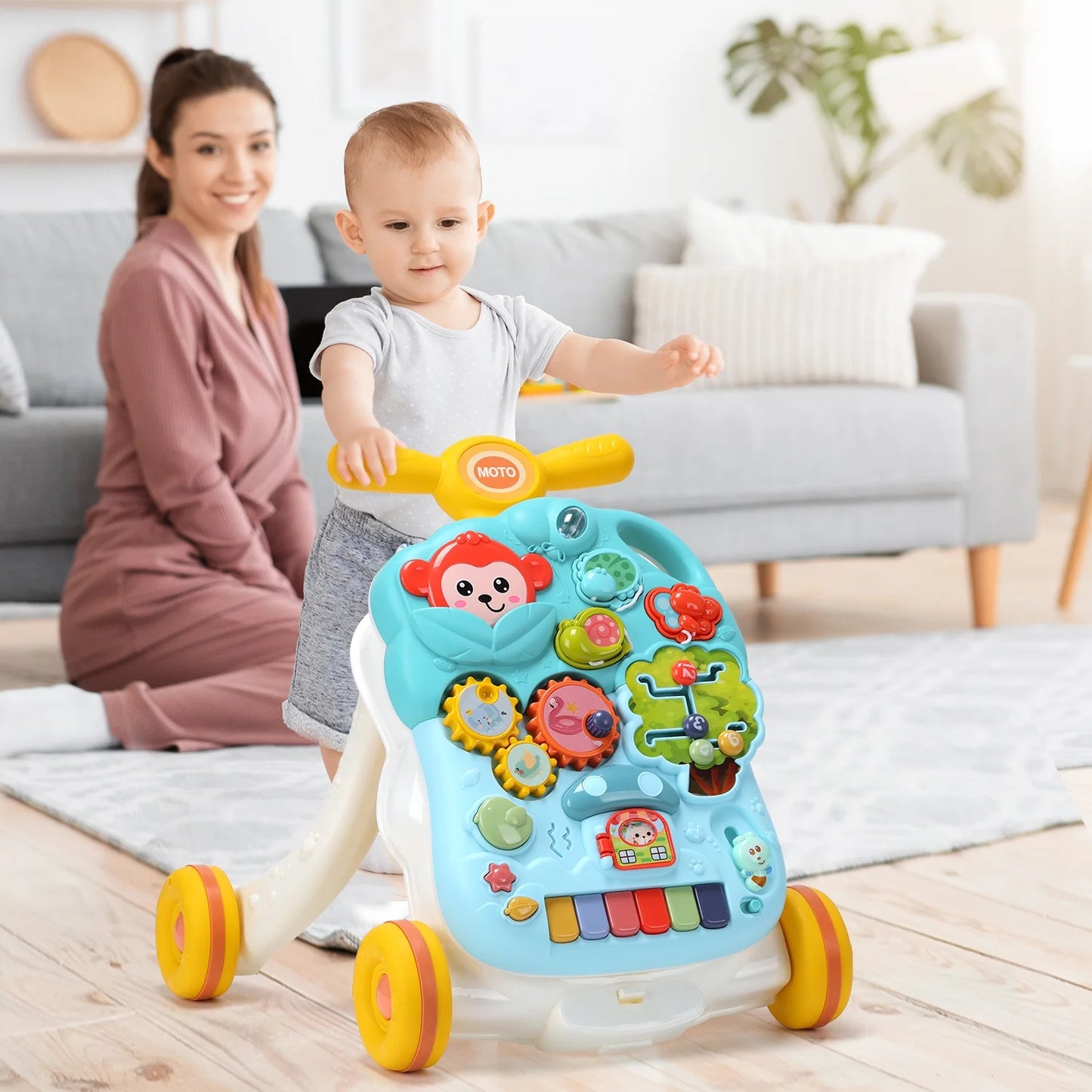2-in-1 Baby Walker & Musical Activity Table – Sit-to-Stand Learning Toy for Toddlers
