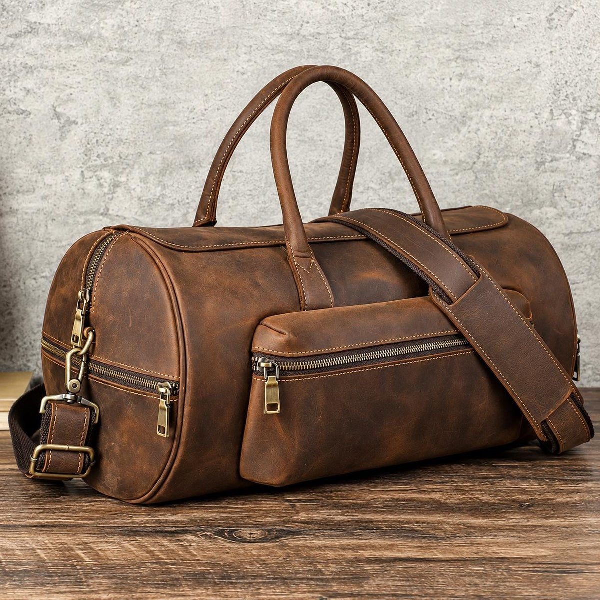 Leather Duffle Bag, Custom Travel Weekender Bag, Vintage Barrel Gym Bag, Personalized Overnight Carry On Bag, Arvello