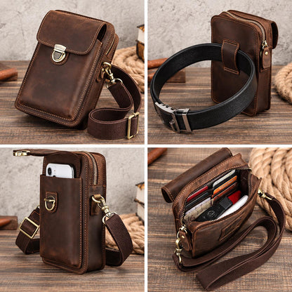 Mens Leather Sling Bag, Cross Body Bag Fanny Pack, Belt Loop Travel Pouch, Shoulder Bag, Groomsman Gifts, Last Minute Gifts Santino