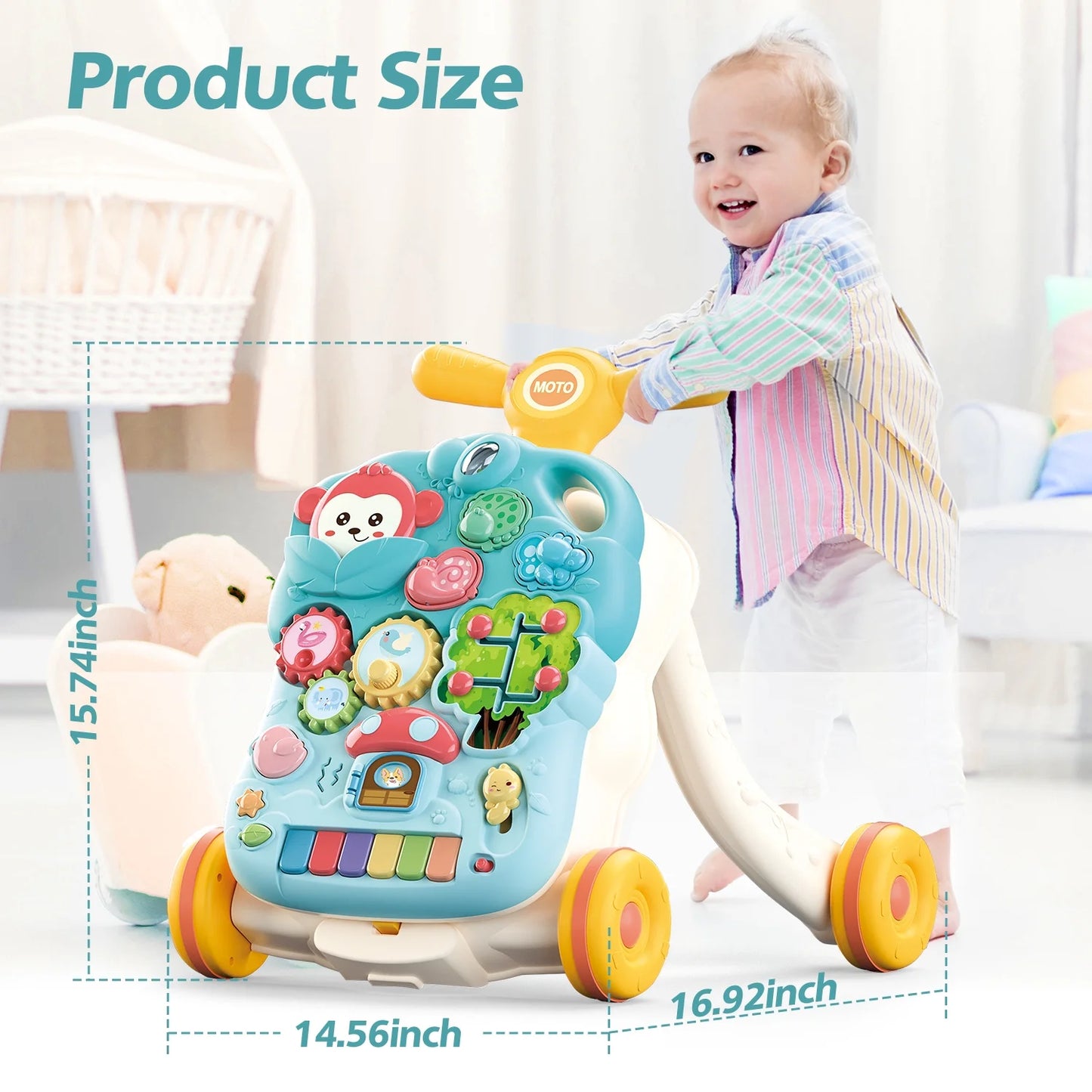 2-in-1 Baby Walker & Musical Activity Table – Sit-to-Stand Learning Toy for Toddlers