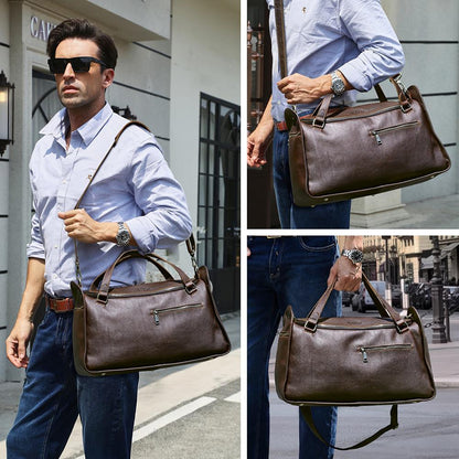 Leather Duffle Bag for Men, Custom Travel Weekender Bag, Personalized Mens Overnight Gym Bag, Groomsmen Gift, Orvieto