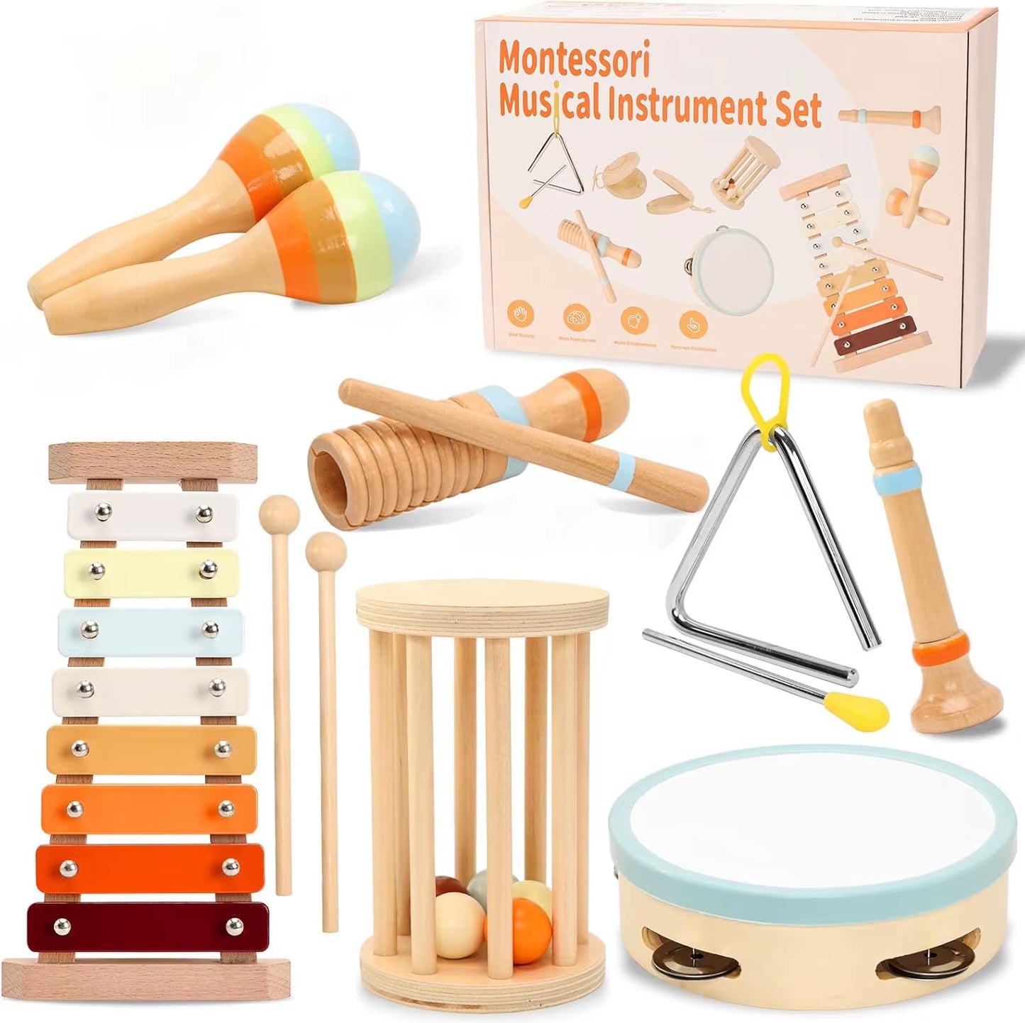 Educational Montessori Percussion Instruments – Wooden Musical Toy Set for Kids