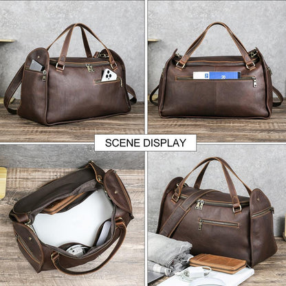 Leather Duffle Bag for Men, Custom Travel Weekender Bag, Personalized Mens Overnight Gym Bag, Groomsmen Gift, Orvieto