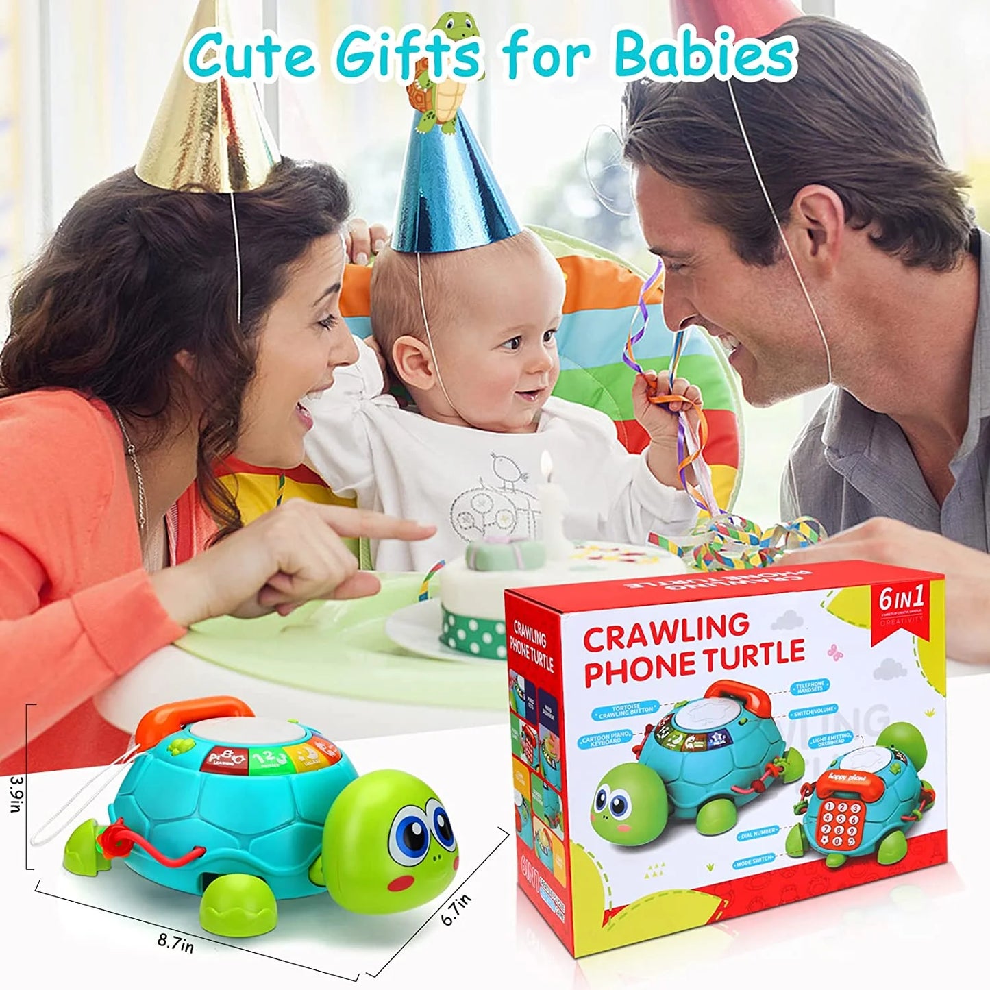 Interactive Turtle Toy for Babies – Musical Light-Up Toy for 1–2 Year Olds