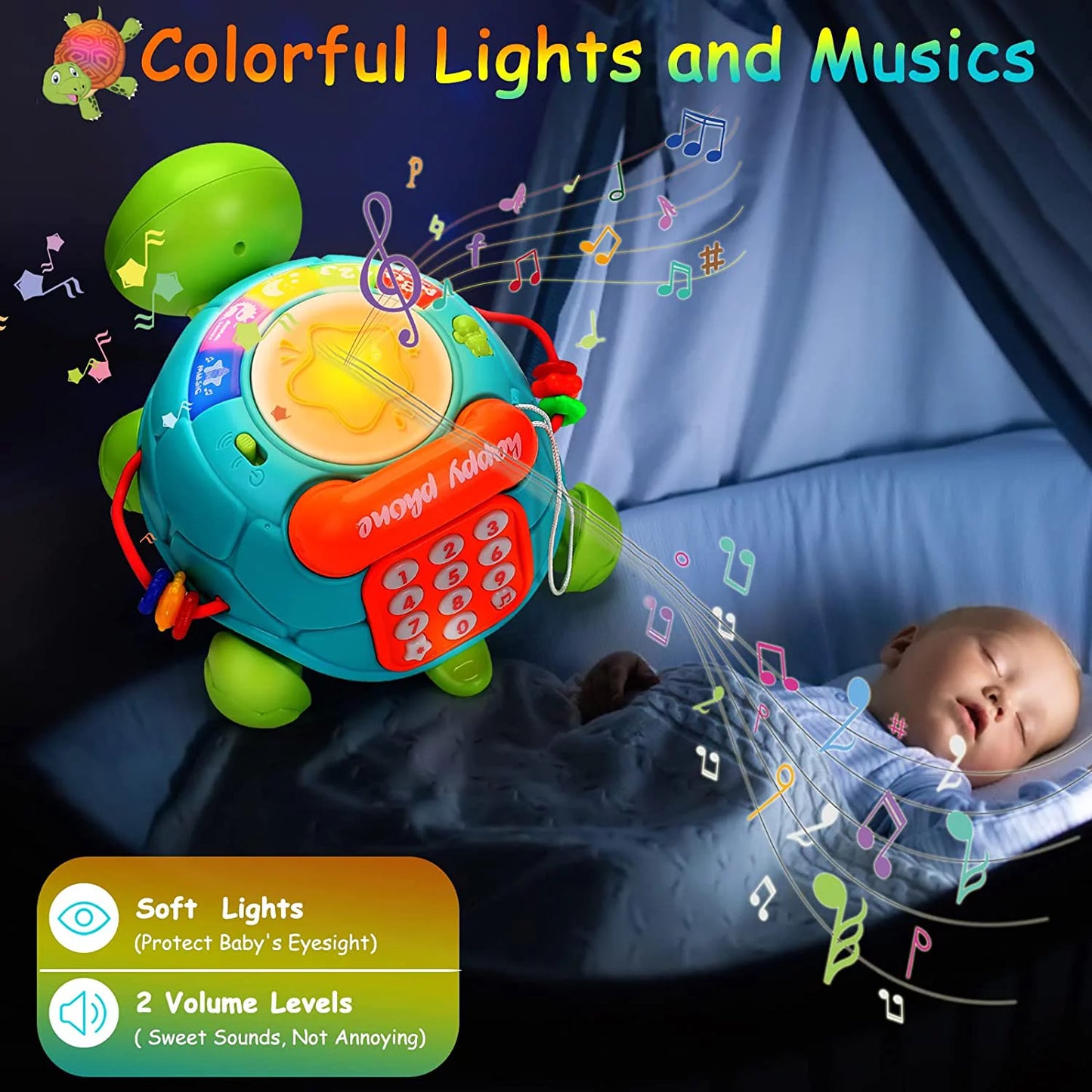 Interactive Turtle Toy for Babies – Musical Light-Up Toy for 1–2 Year Olds