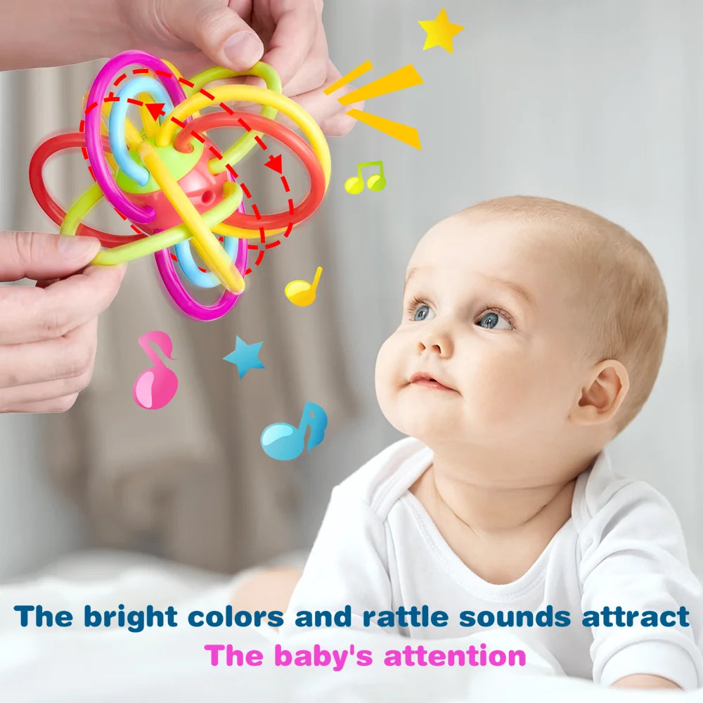 Hanging Baby Teething Toy – Sensory Rattle & Teether Ring for 0–12 Months Boys & Girls