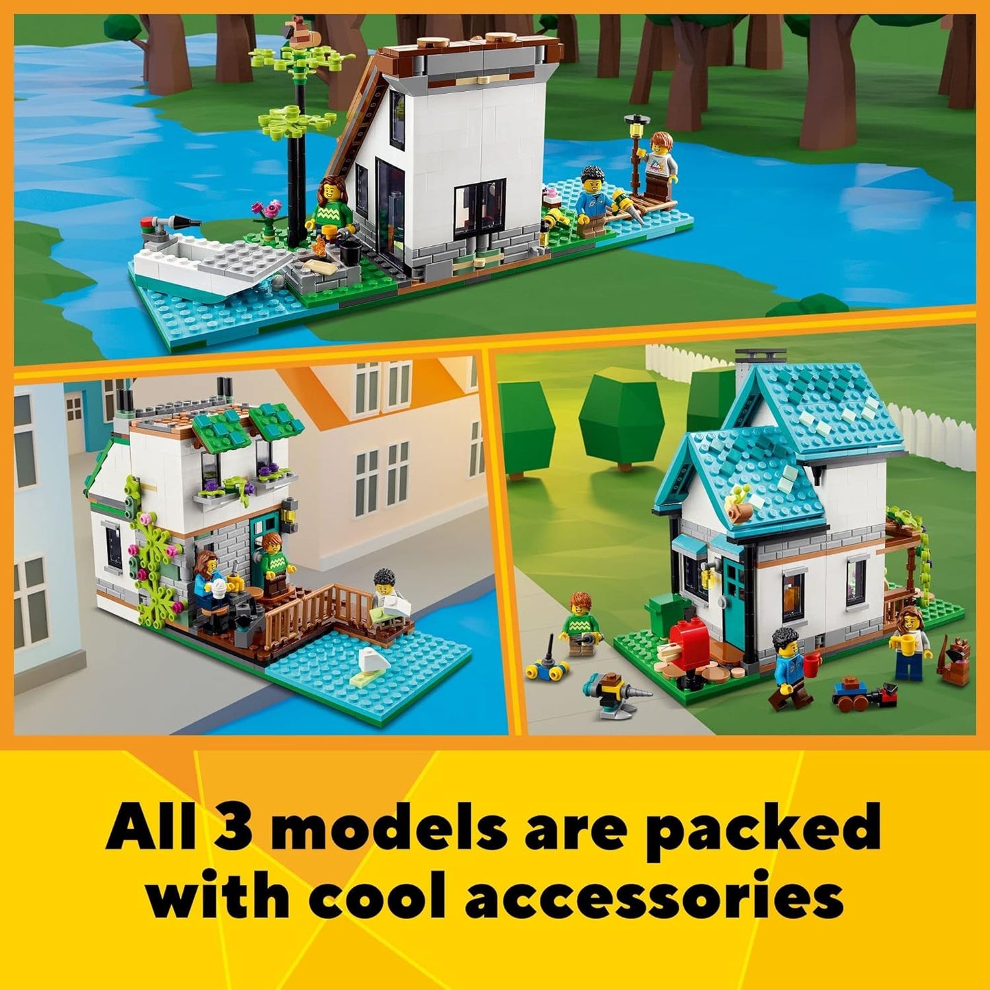 3-in-1 Cozy House Building Kit – Toy Figures & Playsets for Boys & Girls 