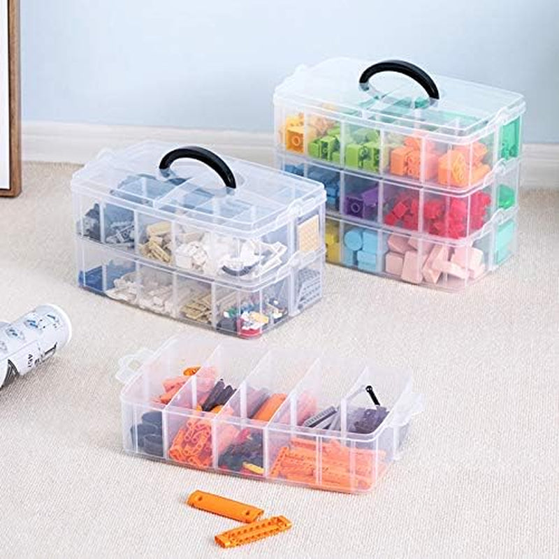 Multi-Purpose Craft Storage Organizer – 3-Layer Box with 30 Dividers for Sewing, Jewelry, Toys