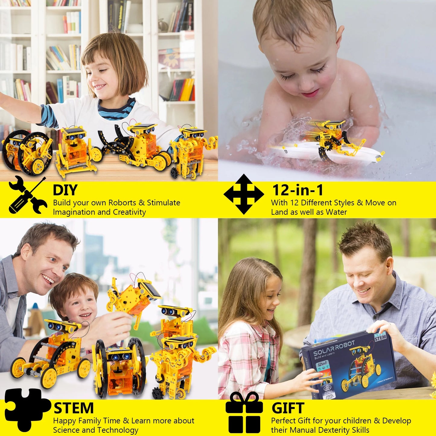 Solar-Powered 12-in-1 STEM Kit – Science Building Toy for Kids 