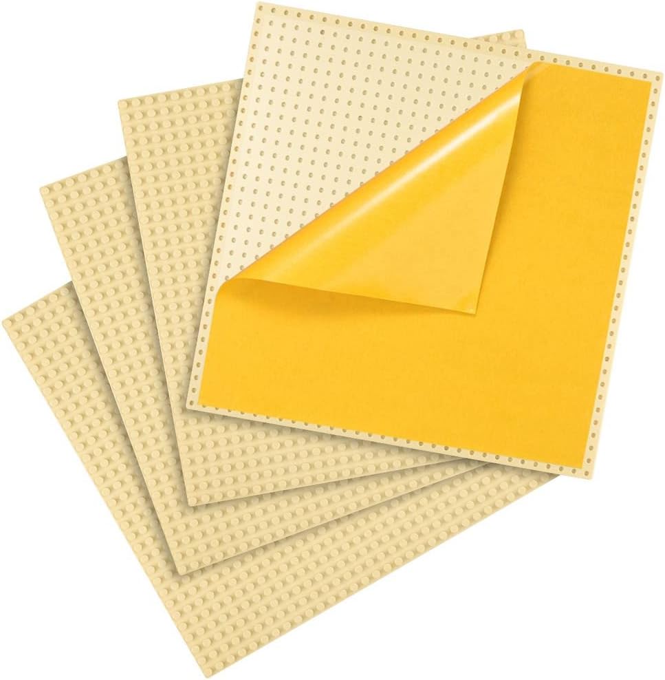 Self-Adhesive Brick Baseplates – 4-Pack 10” x 10” Compatible with Major Brands 