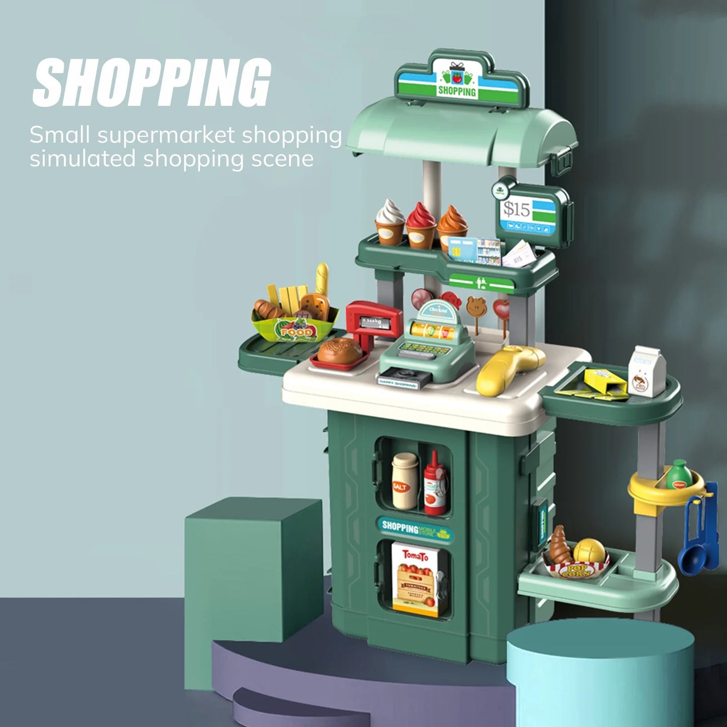 Play Supermarket Set for Kids – 38PCS Grocery Toy with Realistic Lights, Sounds & Spray