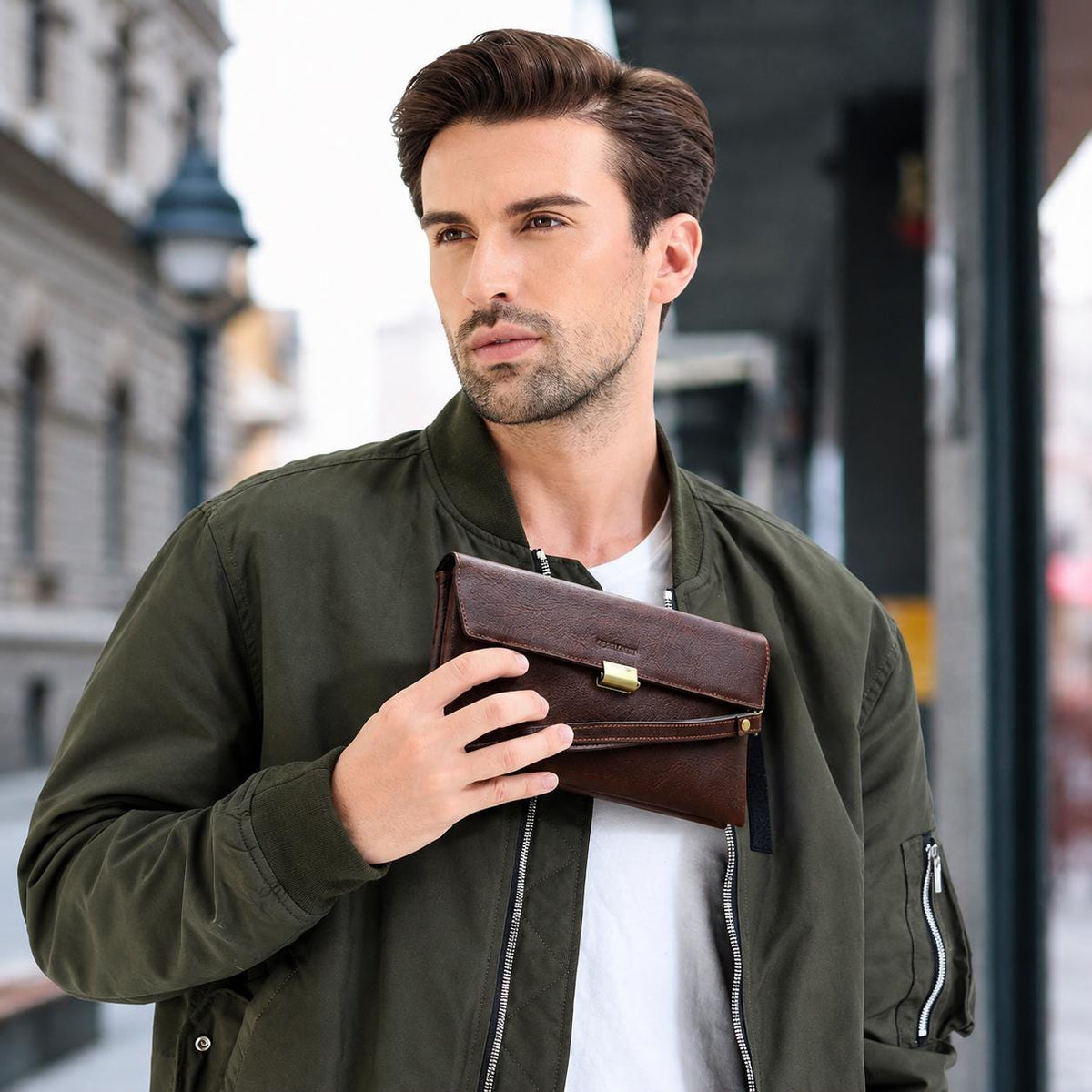 Personalized Leather Crossbody Bag for Men, Custom Mens Sling Bag, Leather Belt Waist Pouch, Slim Travel EDC Bag, Marcello