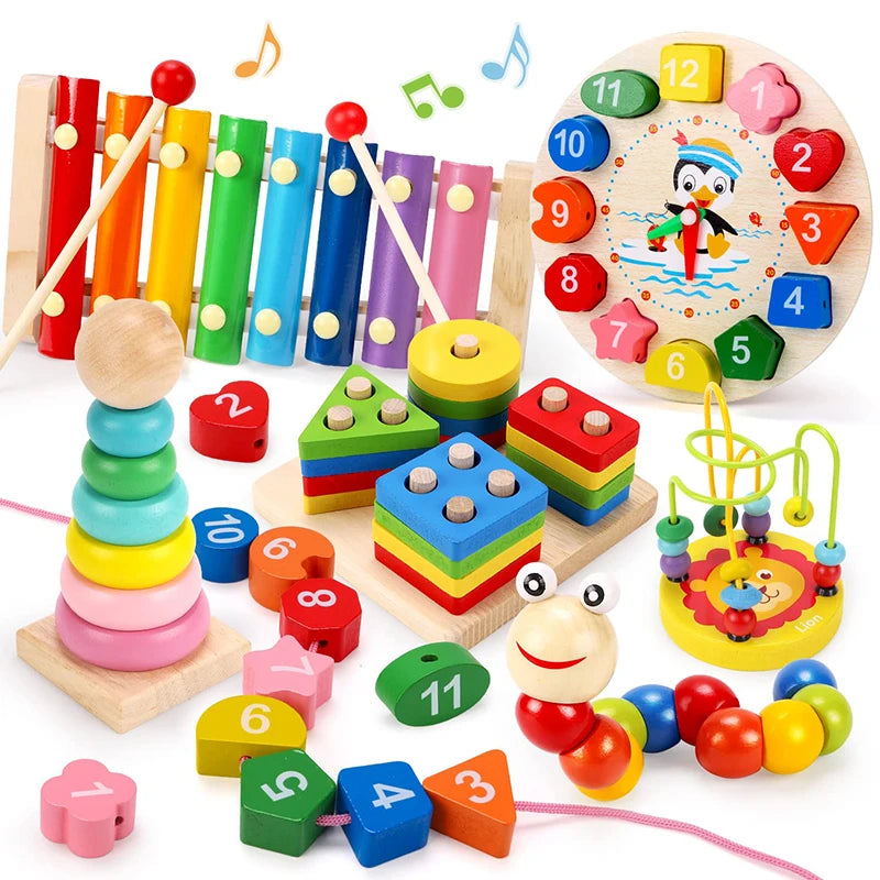 Montessori Wooden Toys Set – 5-6 Piece Educational Puzzle & Learning Toy for Babies