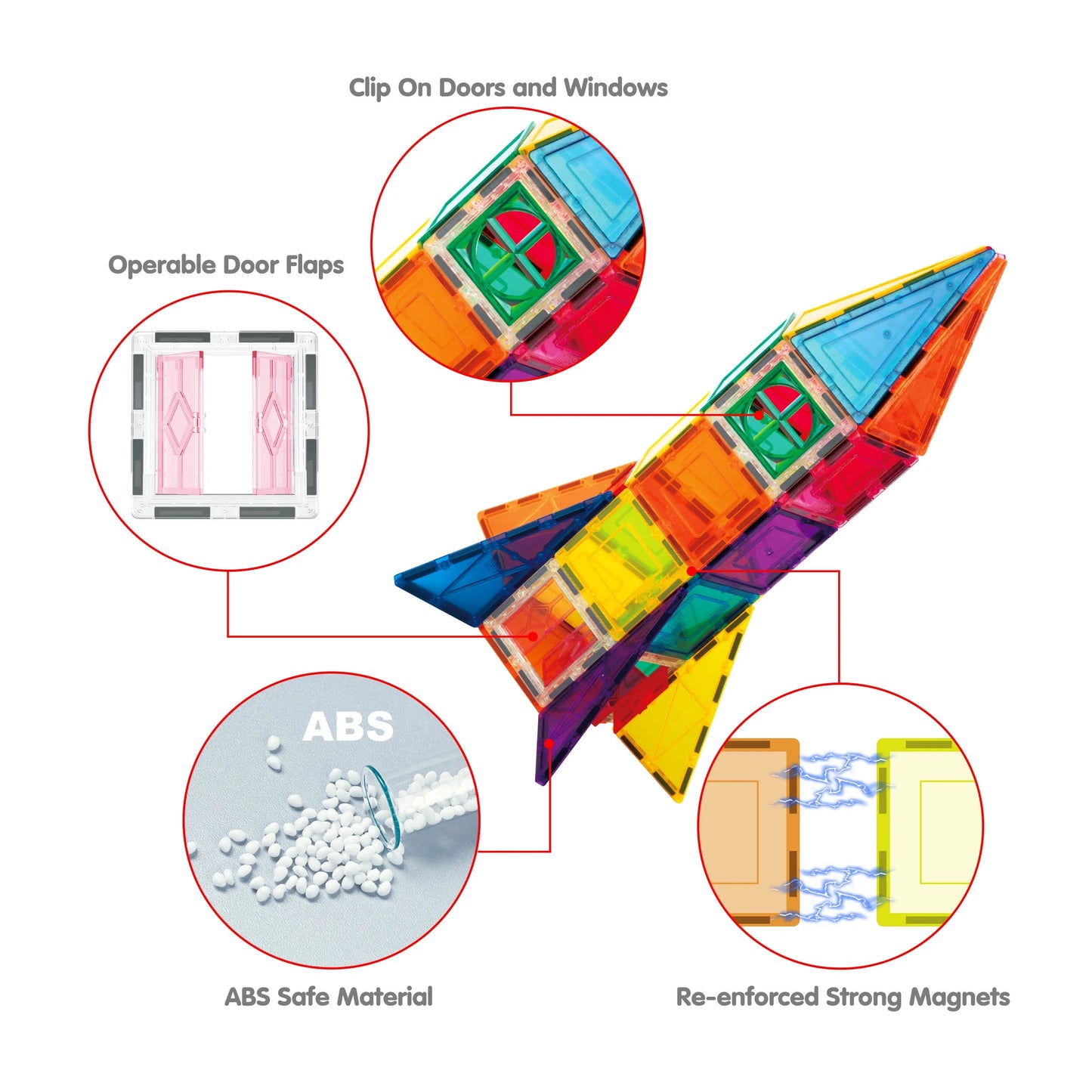  Magnetic Tiles – Rocket Theme  Building Blocks for Kids