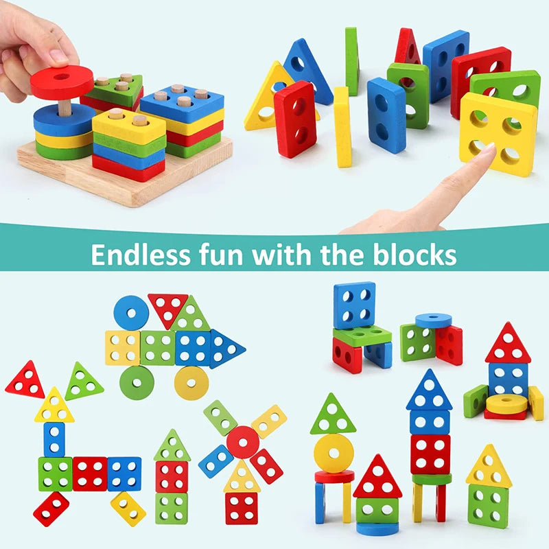 Montessori Wooden Toys Set – 5-6 Piece Educational Puzzle & Learning Toy for Babies