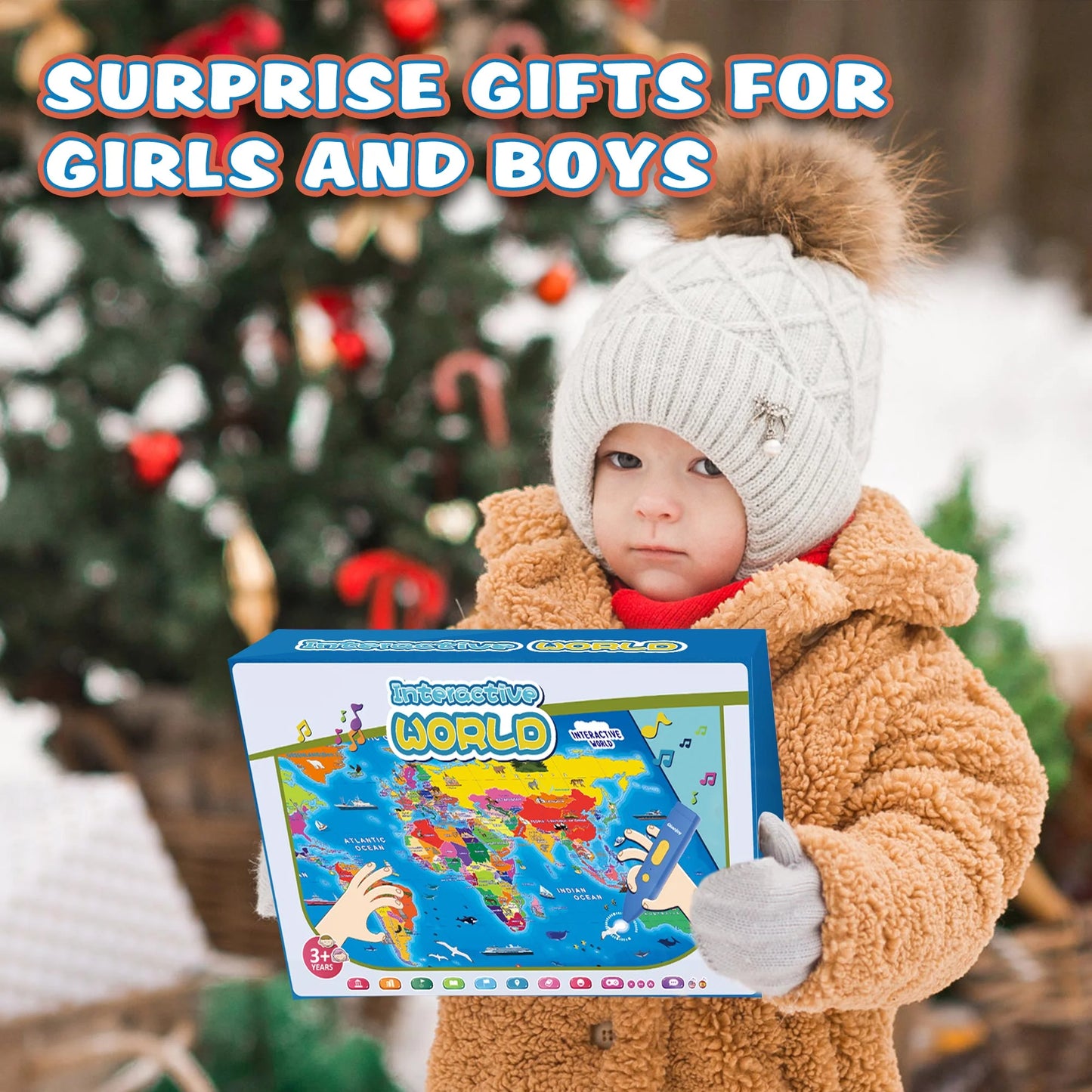 World Map Learning Poster – Interactive Educational Toy for   Boys & Girls