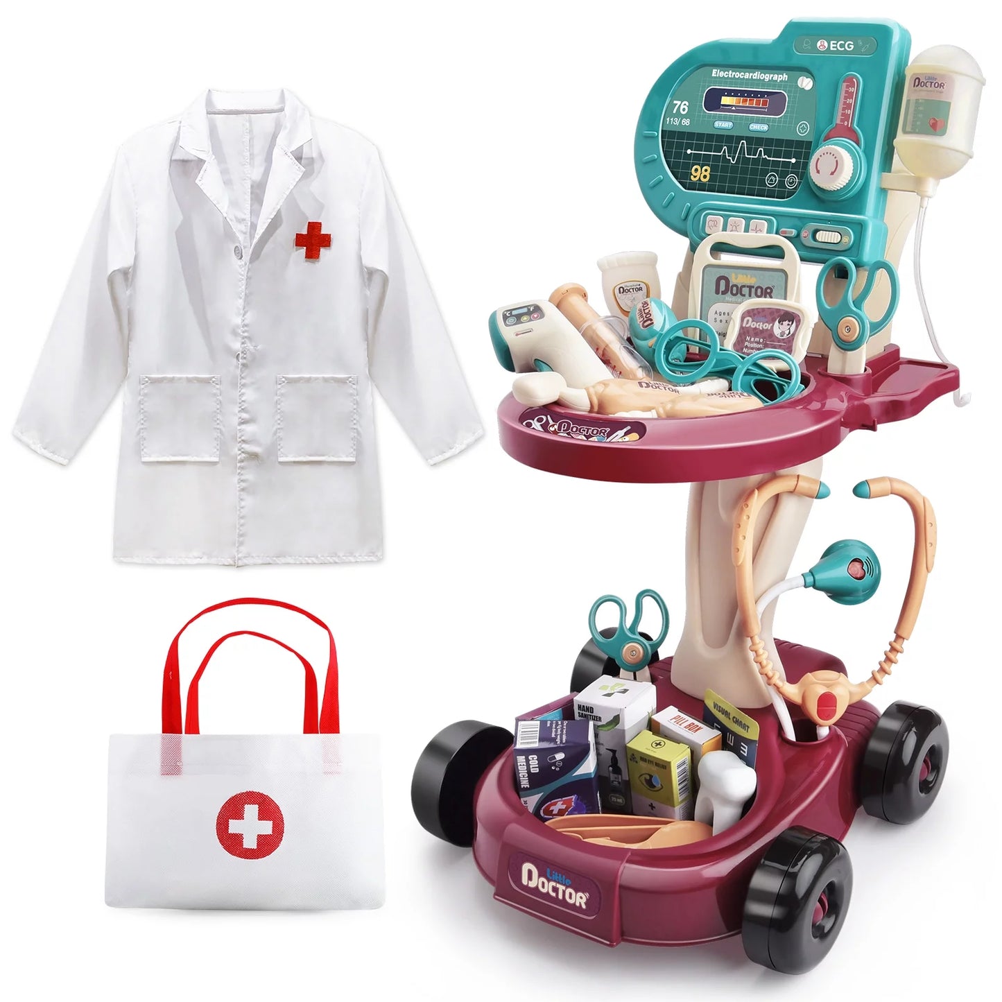 Medical Play Set for Kids – 24-Piece Doctor Kit with Toy Cart for Boys & Girls