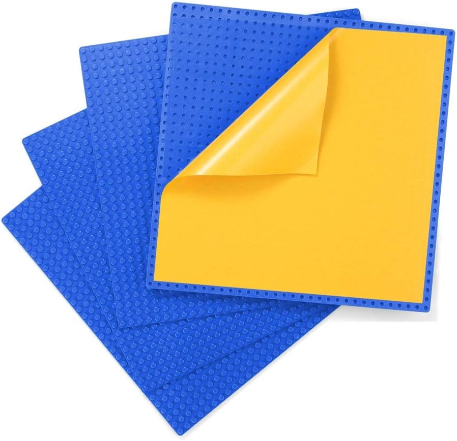 Self-Adhesive Brick Baseplates – 4-Pack 10” x 10” Compatible with Major Brands 