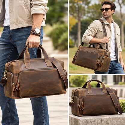 Leather Duffle Bag for Men, Custom Travel Weekender Bag, Personalized Mens Overnight Gym Bag, Groomsmen Gift, Lestaro