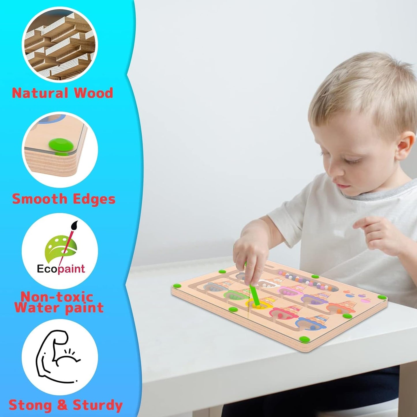 Montessori Magnetic Maze Board – Color & Number Matching Toy 