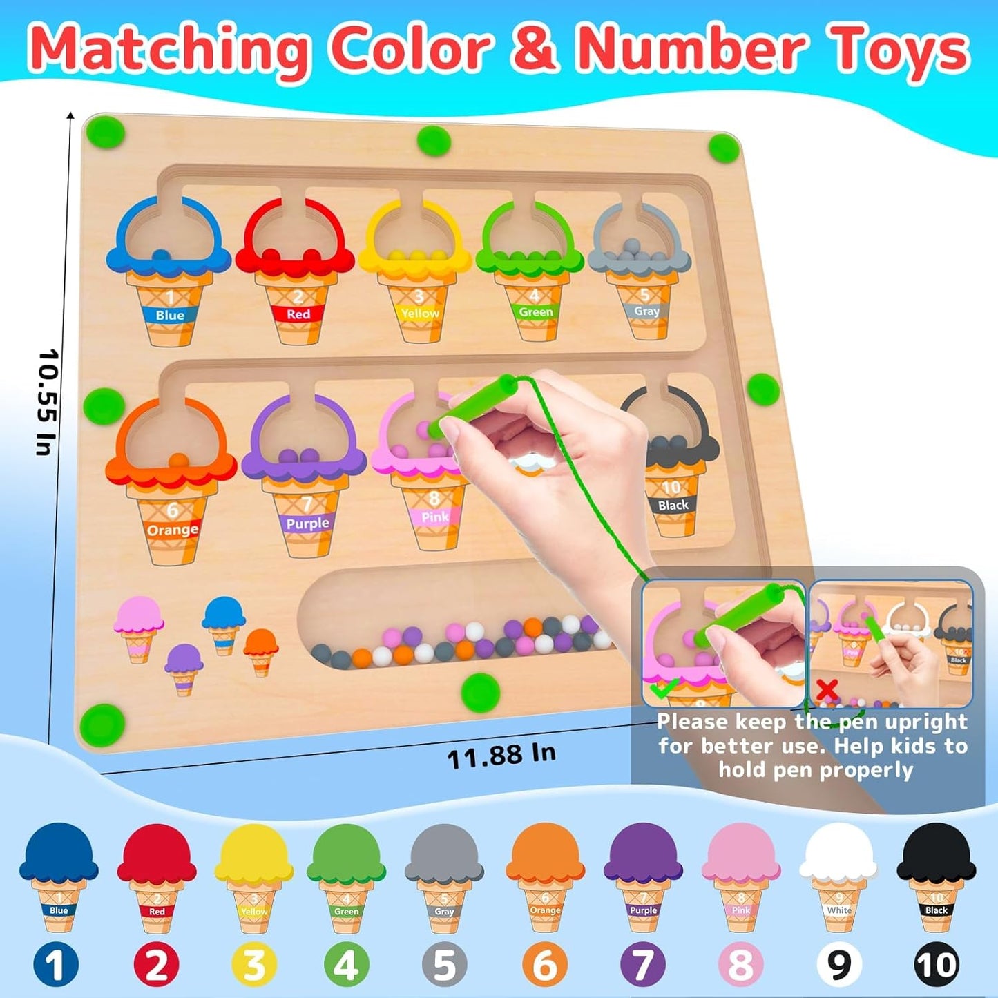 Montessori Magnetic Maze Board – Color & Number Matching Toy 