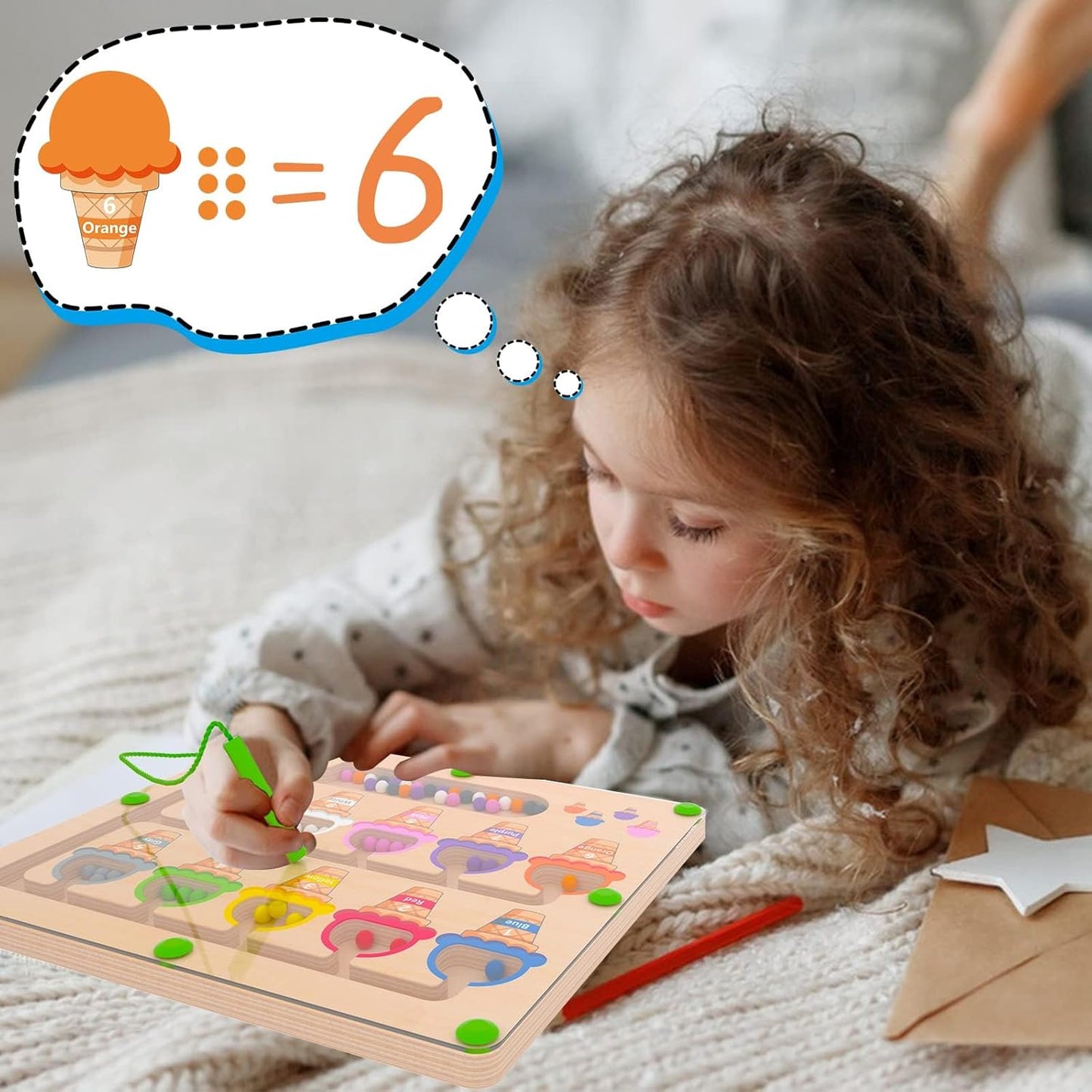 Montessori Magnetic Maze Board – Color & Number Matching Toy 