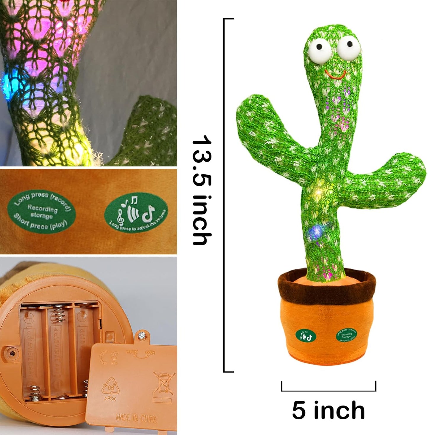 Dancing Cactus Toy - Singing and Talking Plush Toy that Repeats What You Say